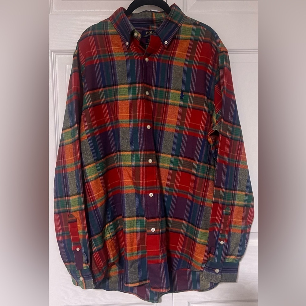 Men's POLO Ralph Lauren Multi-Colored Slim Fit Performance Button Down Flannel